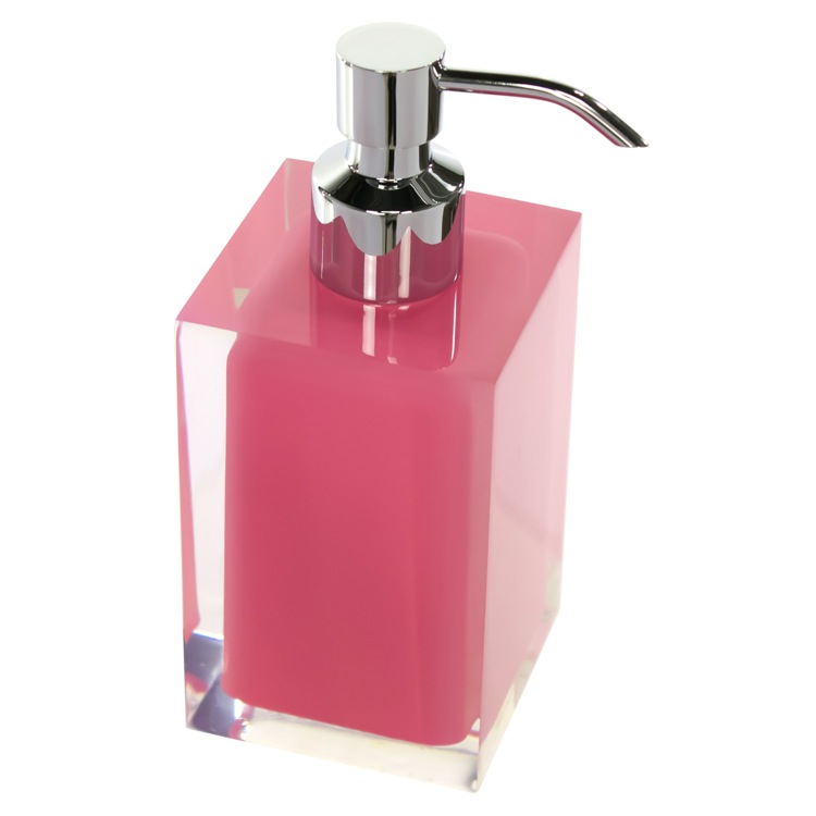 Gedy RA81-76 Soap Dispenser, Square, Pink, Countertop